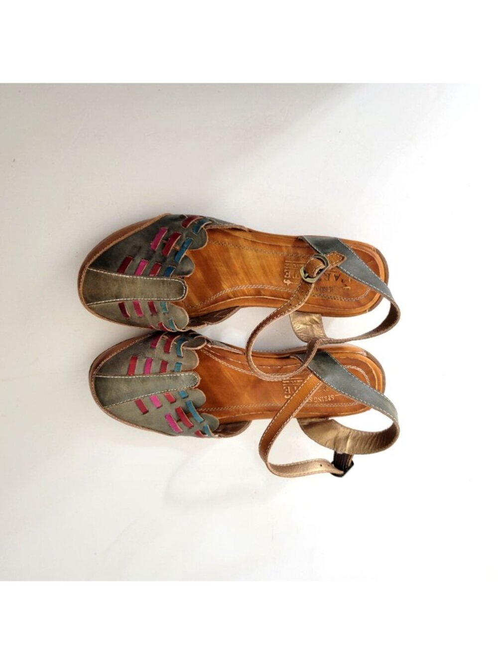 Springstep L'Artiste Leather Ankle Strap Shoes With Multicolor Cutout Design Eur - Picture 6 of 8